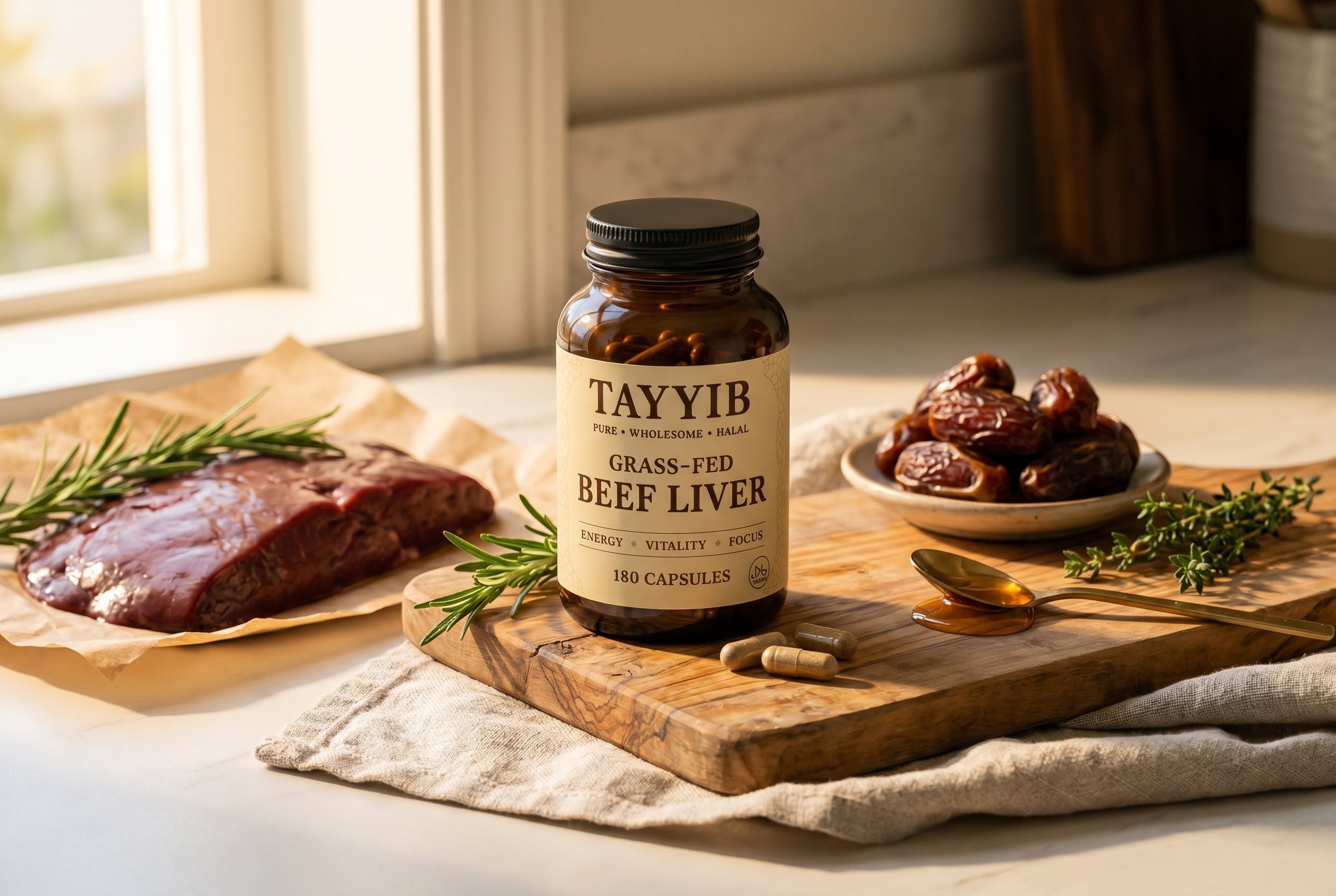Halal-Sourced Beef Liver Capsules for Energy, Focus & Strength